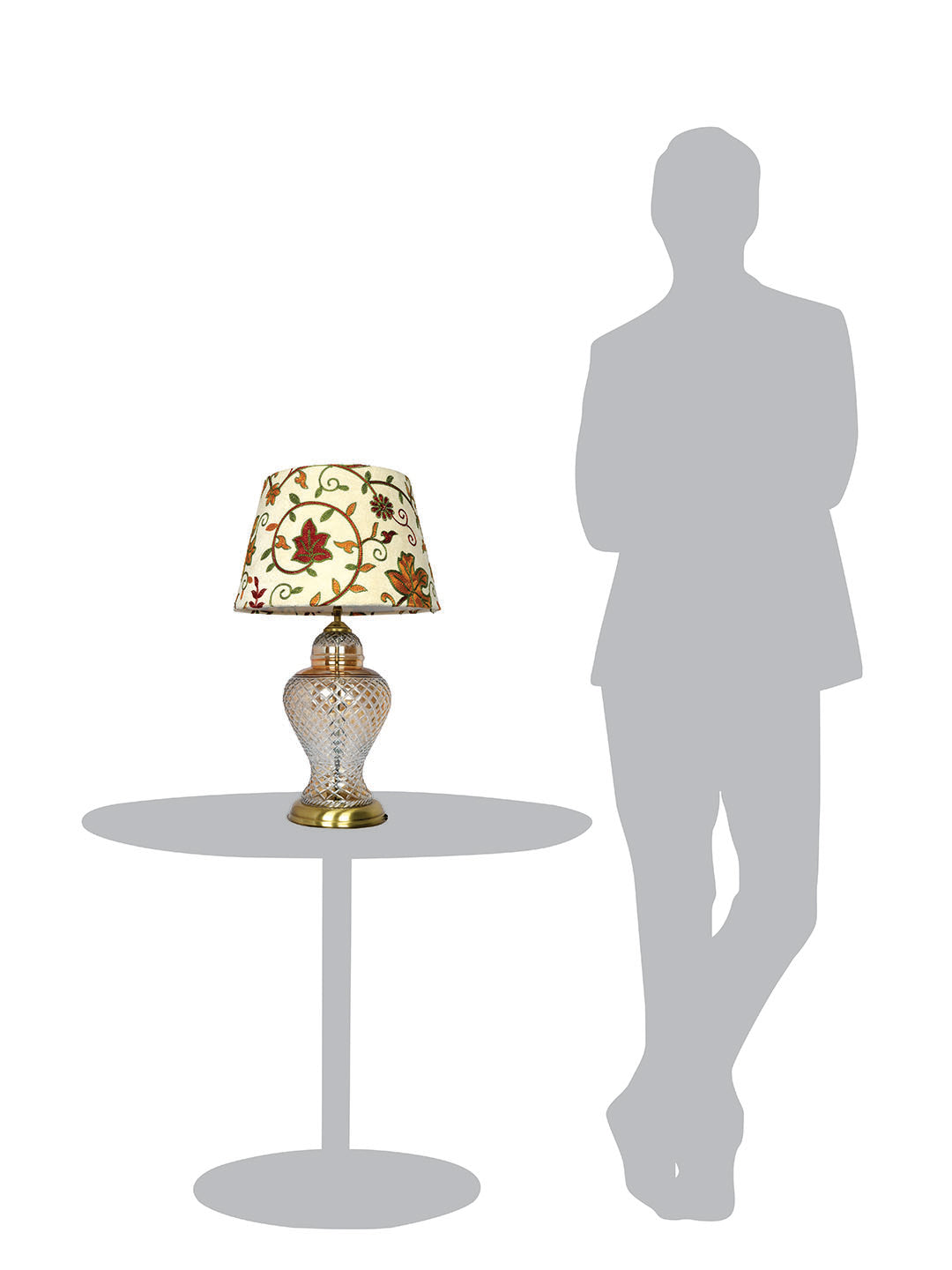 Golden Luster Glass Urn Table Lamp with Kashida Shade