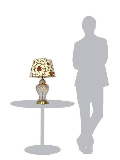 Golden Luster Glass Urn Table Lamp with Kashida Shade