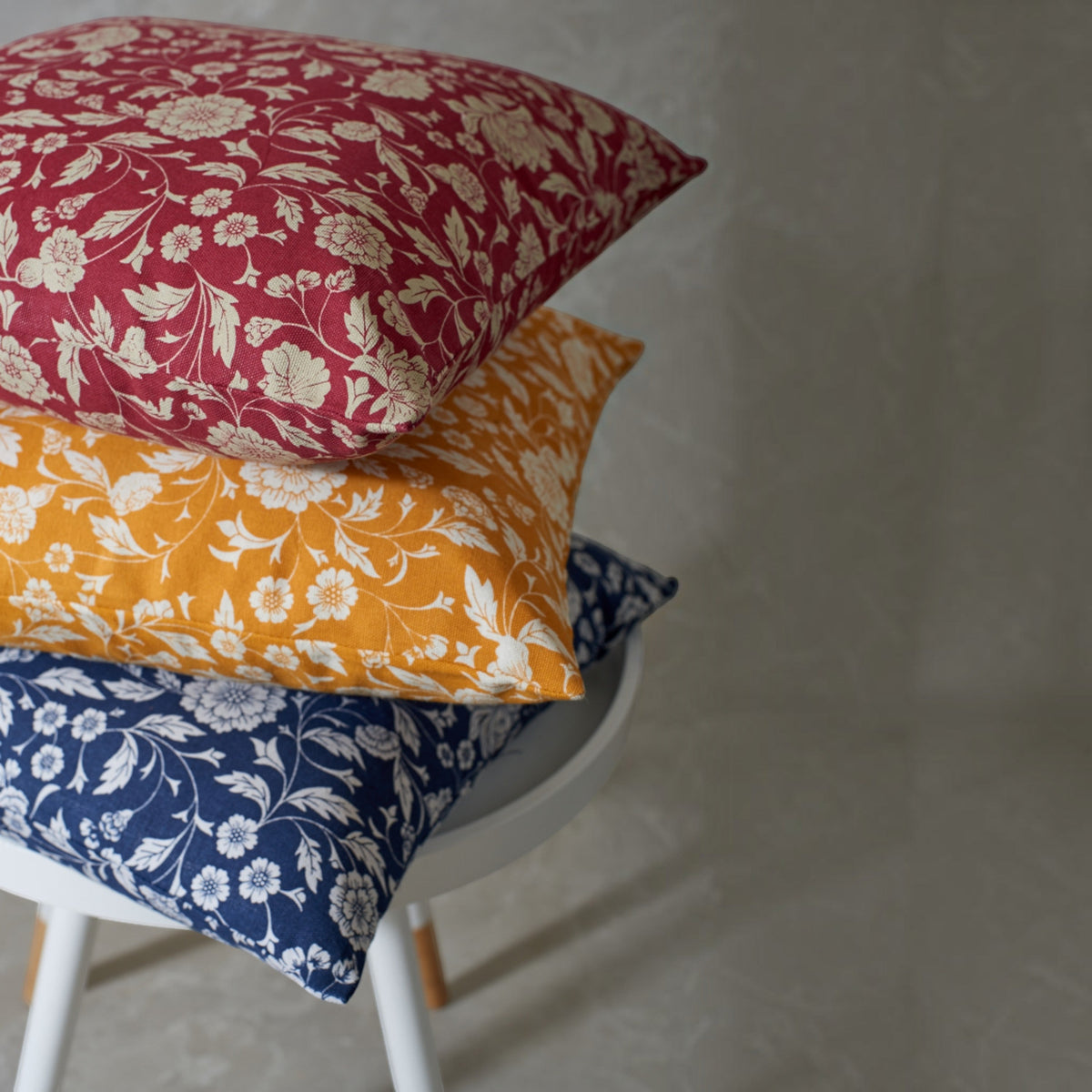 Indigo Kalamkari Cotton Cushion Cover – White Floral Print | Reversible | 4 Sizes
