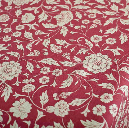Marsala Kalamkari Cotton Table Cover Handcrafted Maroon Floral Print