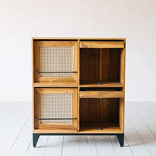 Unique Book Shelf Cabinet Furniture | Book Shelves for Living Room | Open Bookcases with 4 Shelf with Door | Mango Wood