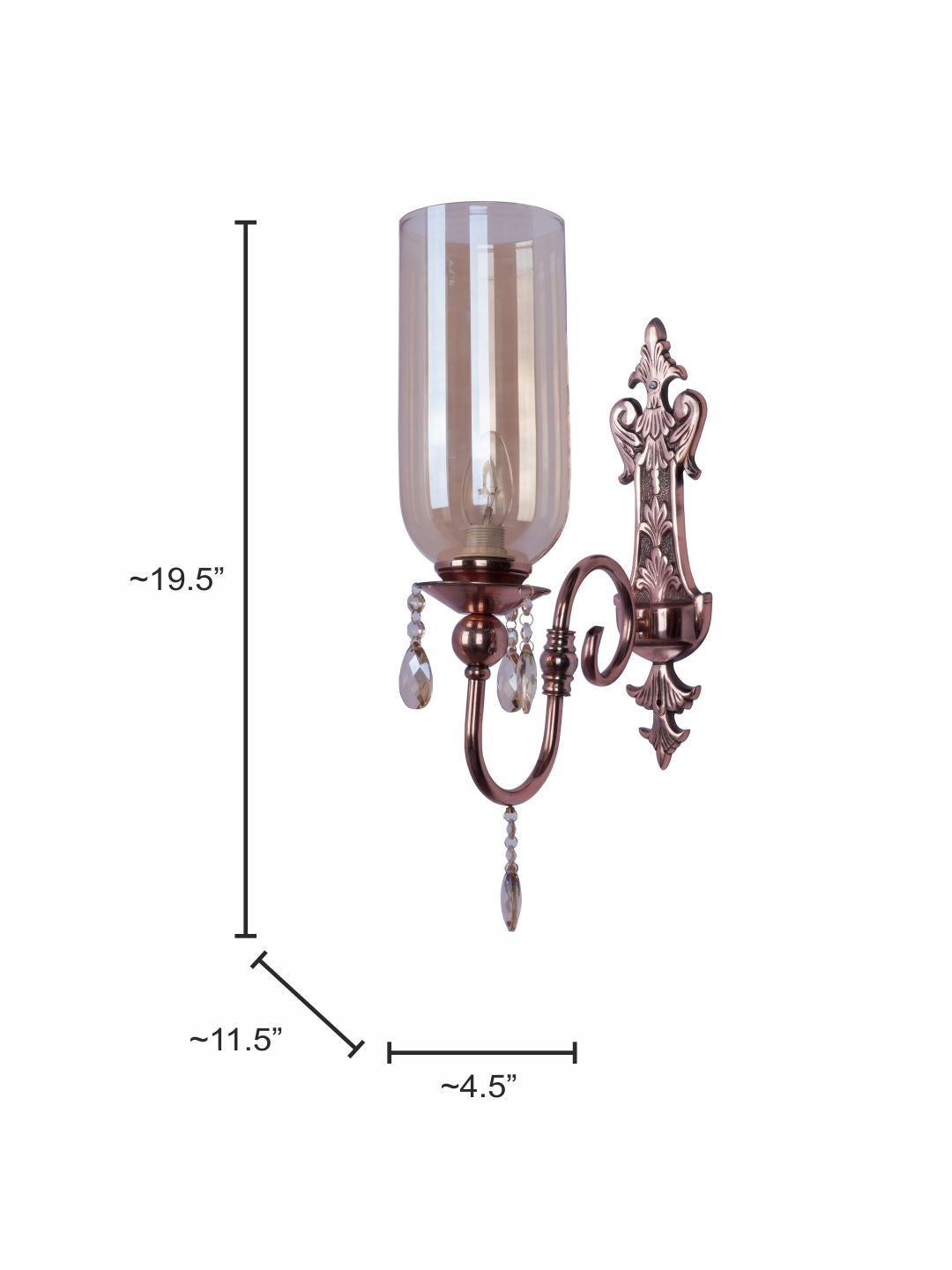Copper Glass Mild Steel 1-Light Wall Sconce – 49.5 cm