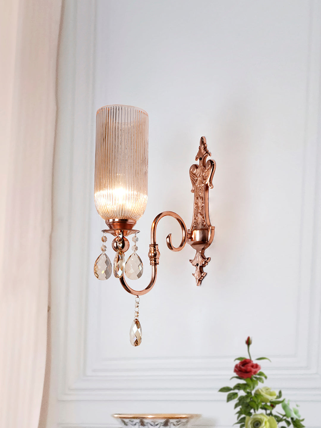 Copper Glass Mild Steel 1-Light Wall Sconce – 53.3 cm
