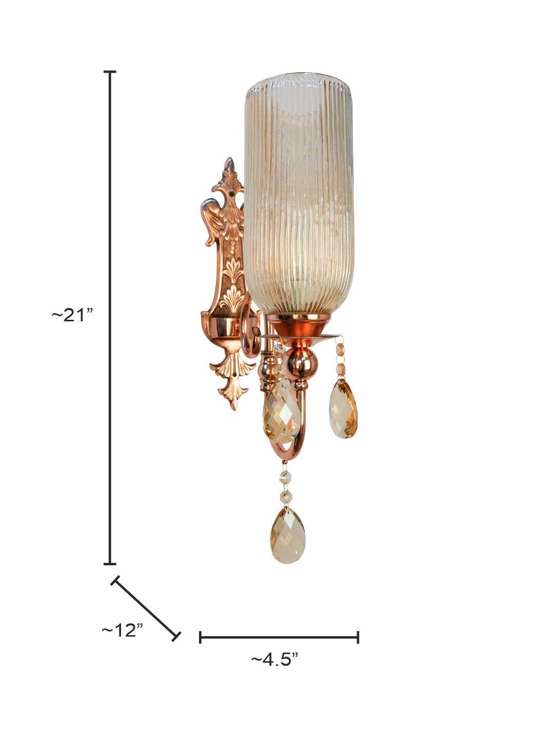 Copper Glass Mild Steel 1-Light Wall Sconce – 53.3 cm