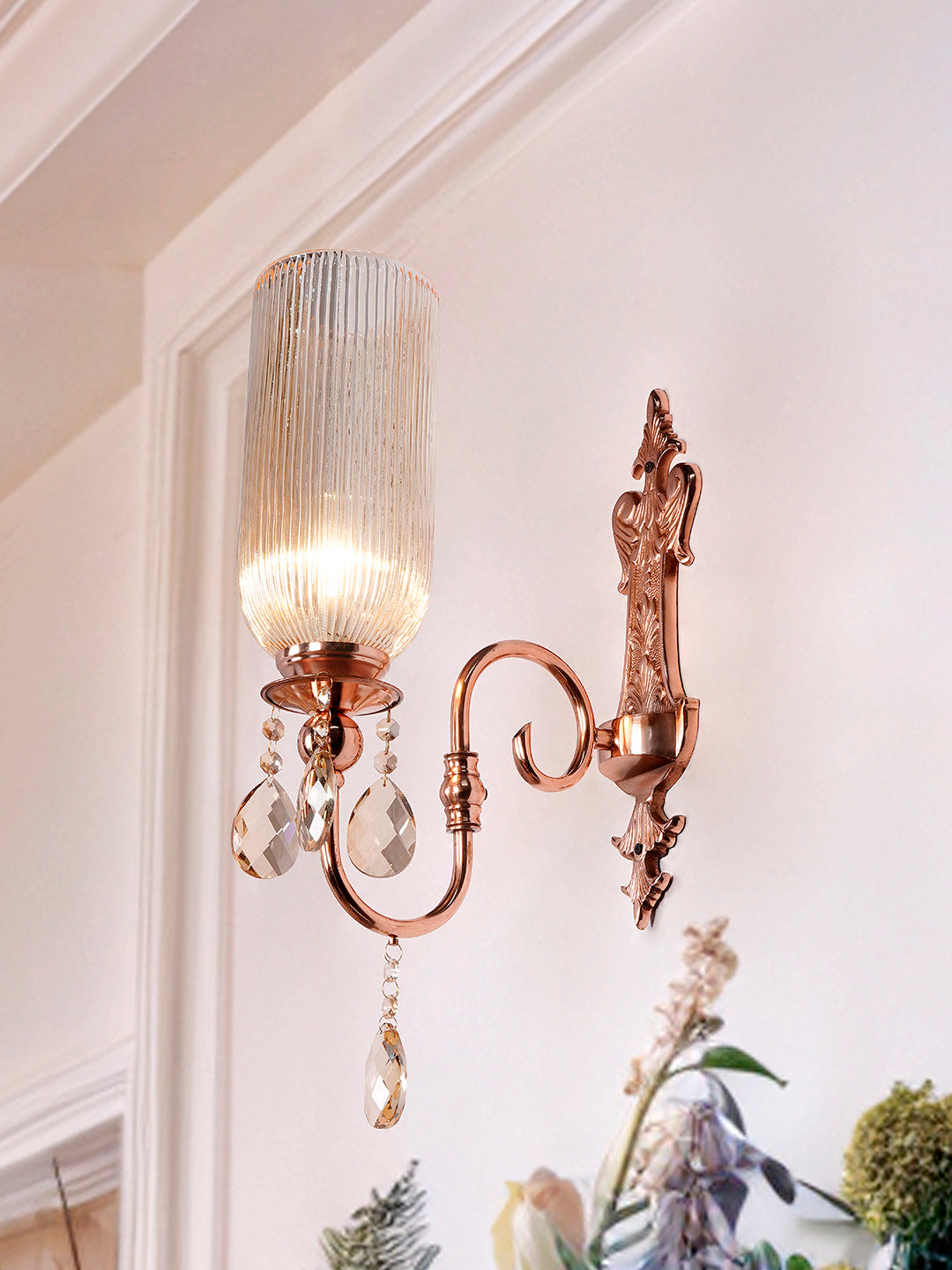 Copper Glass Mild Steel 1-Light Wall Sconce – 53.3 cm