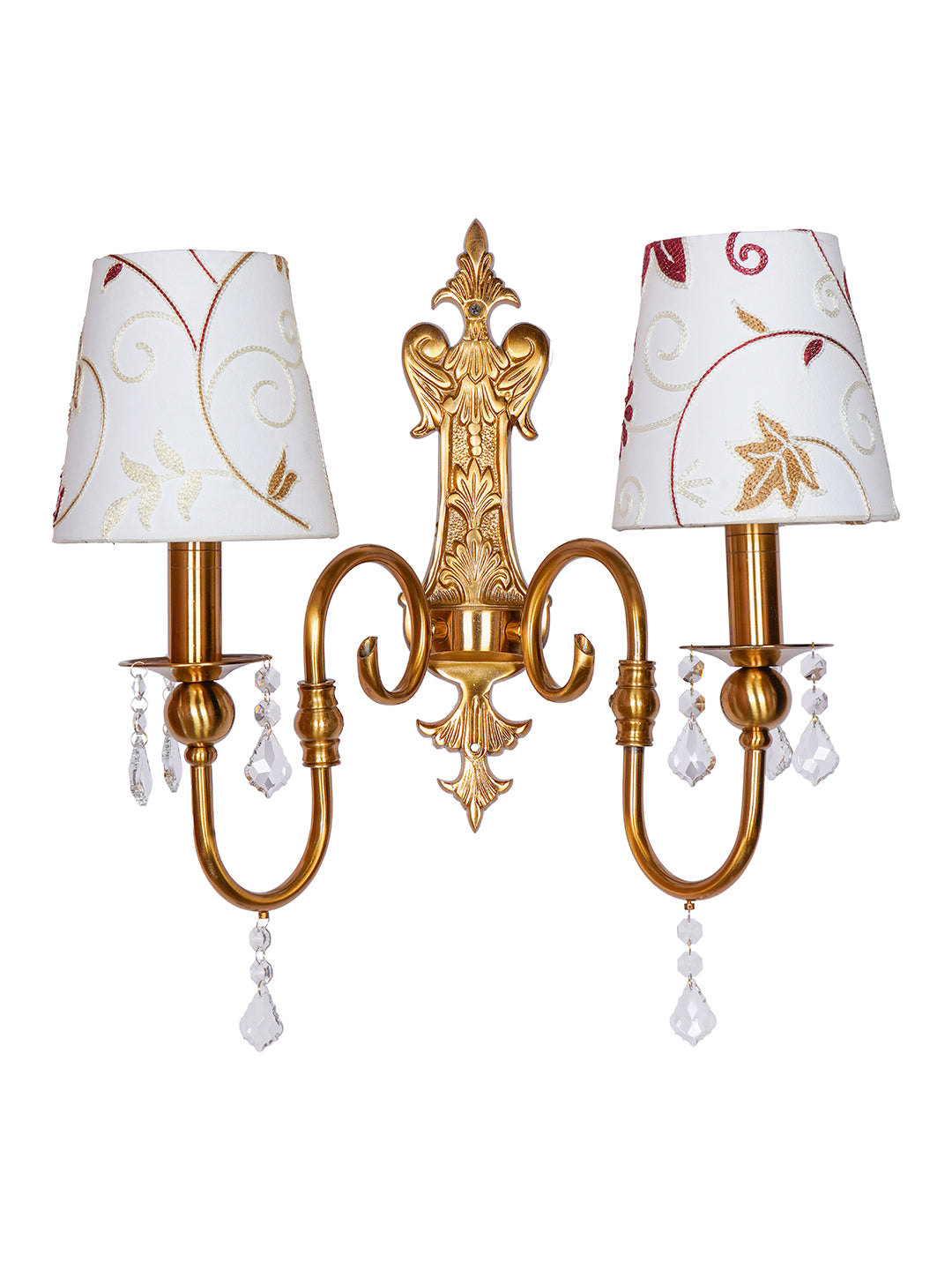 Brass Antique Fabric Aluminium 2-Light Wall Sconce – 45.7 cm