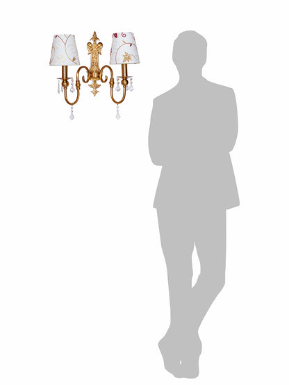 Brass Antique Fabric Aluminium 2-Light Wall Sconce – 45.7 cm