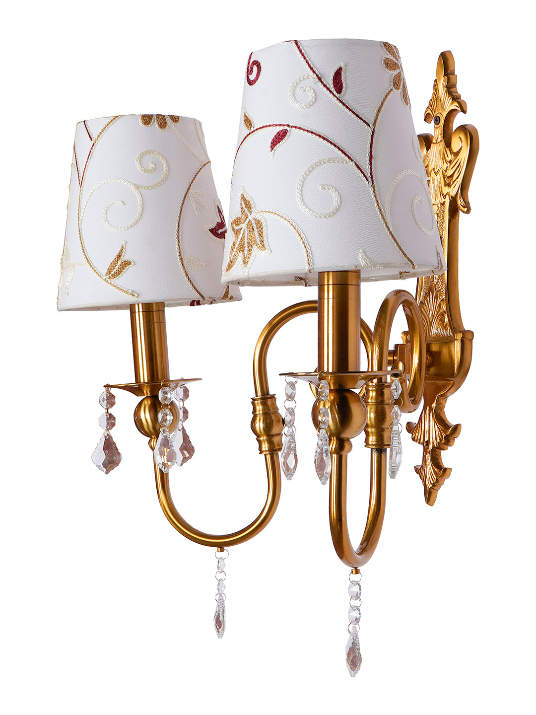 Brass Antique Fabric Aluminium 2-Light Wall Sconce – 45.7 cm