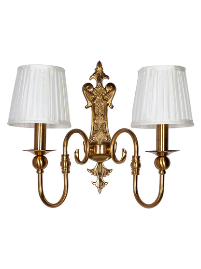 Brass Antique Fabric Mild Steel 2-Light Wall Sconce – 41.9 cm