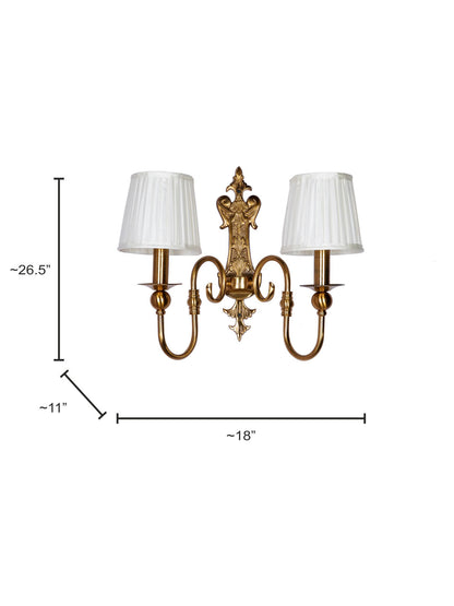 Brass Antique Fabric Mild Steel 2-Light Wall Sconce – 41.9 cm