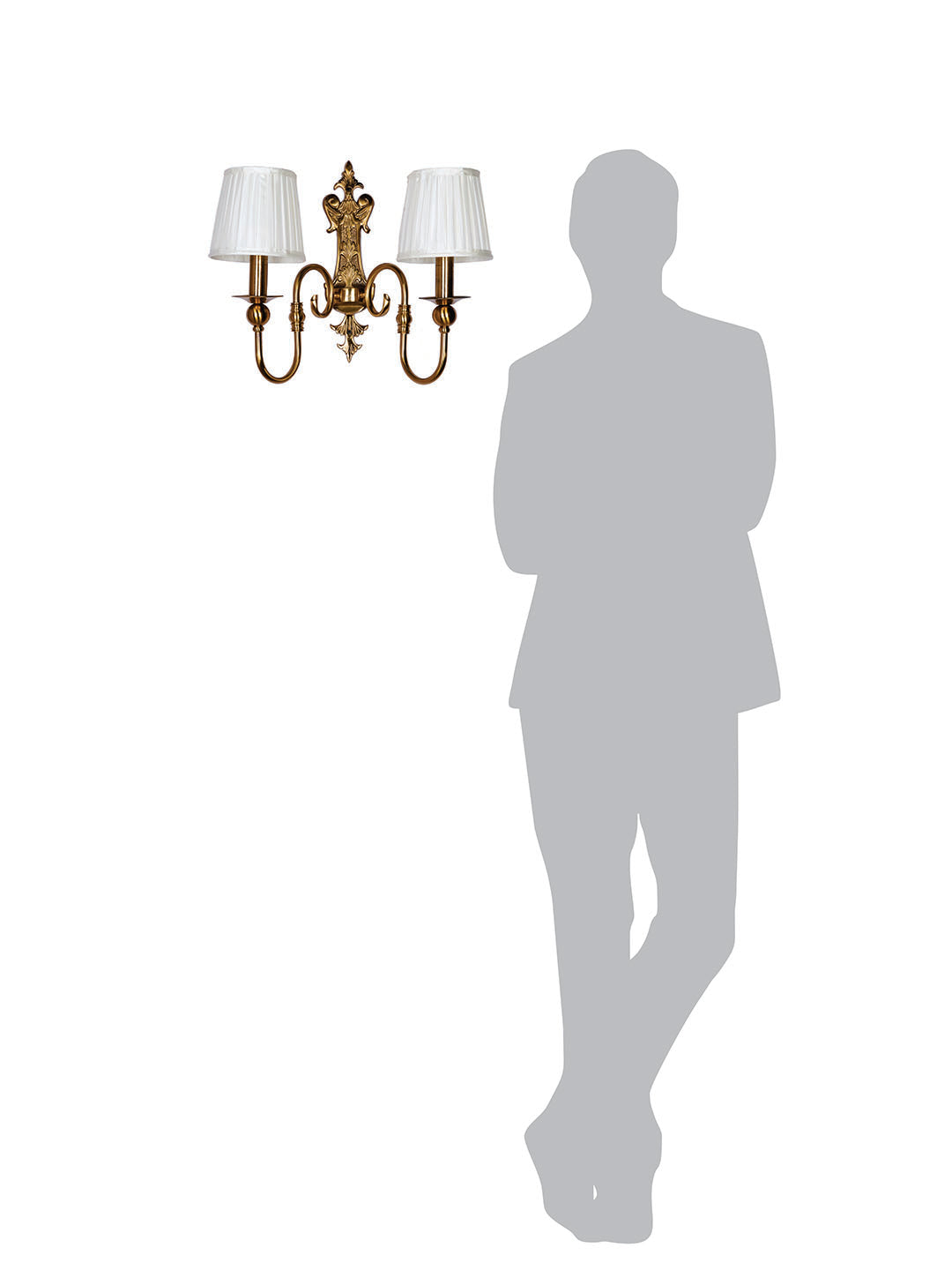 Brass Antique Fabric Mild Steel 2-Light Wall Sconce – 41.9 cm