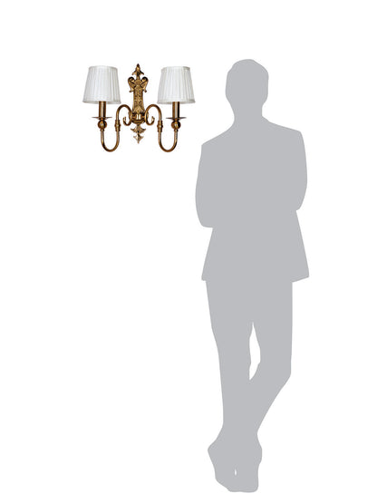 Brass Antique Fabric Mild Steel 2-Light Wall Sconce – 41.9 cm