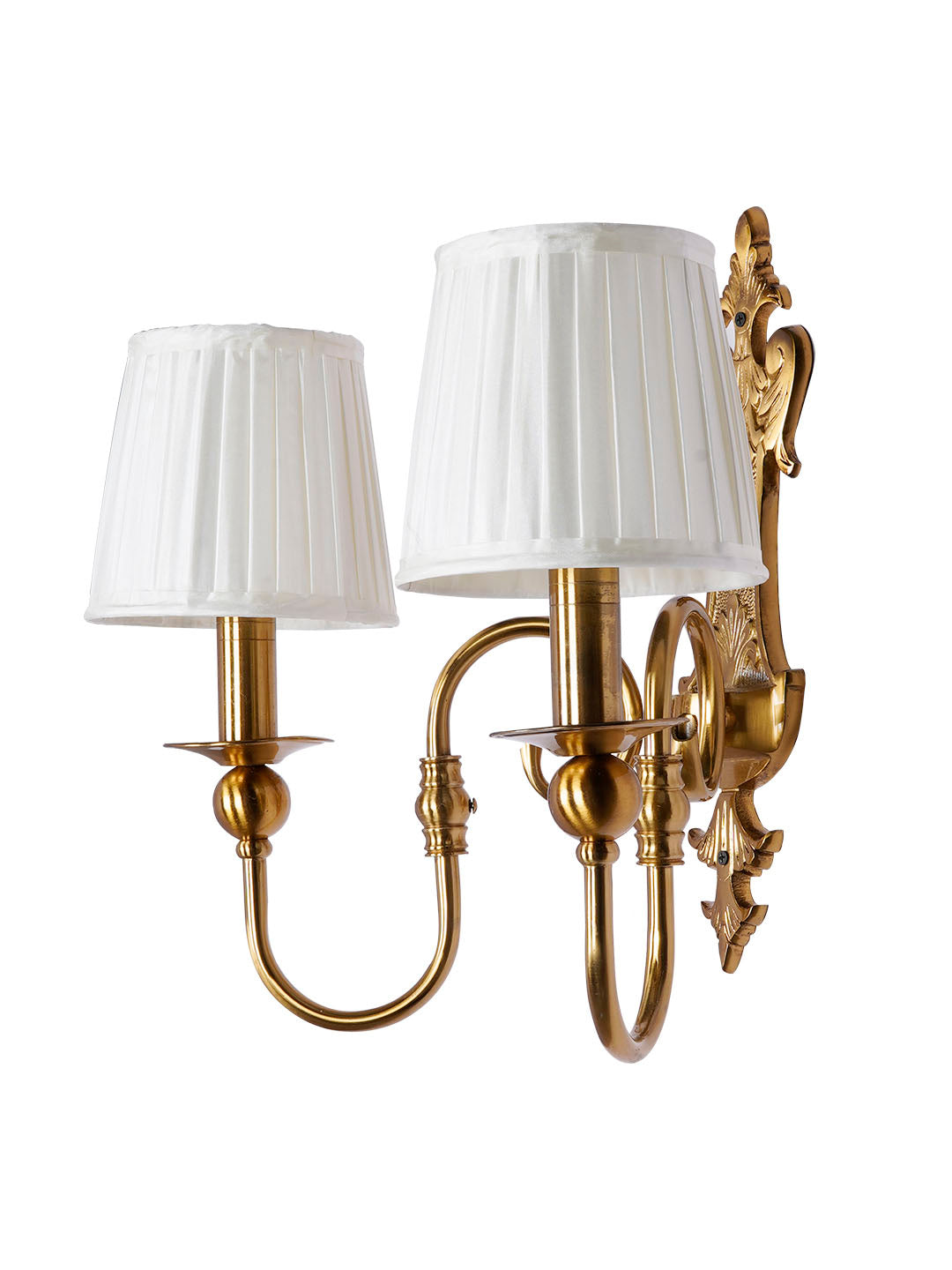 Brass Antique Fabric Mild Steel 2-Light Wall Sconce – 41.9 cm