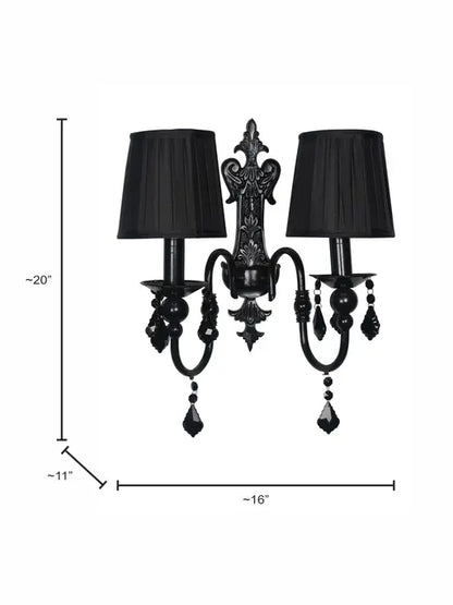 Black Fabric Mild Steel 2-Light Wall Sconce – 50.8 cm