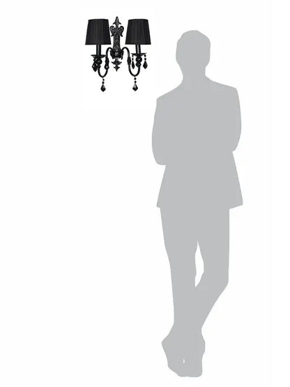 Black Fabric Mild Steel 2-Light Wall Sconce – 50.8 cm