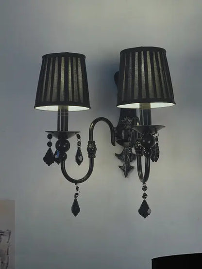 Black Fabric Mild Steel 2-Light Wall Sconce – 50.8 cm