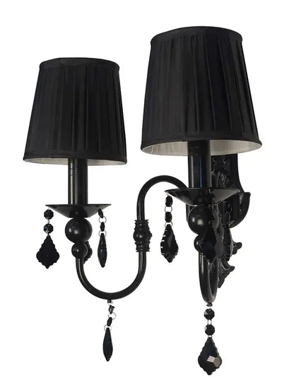 Black Fabric Mild Steel 2-Light Wall Sconce – 50.8 cm