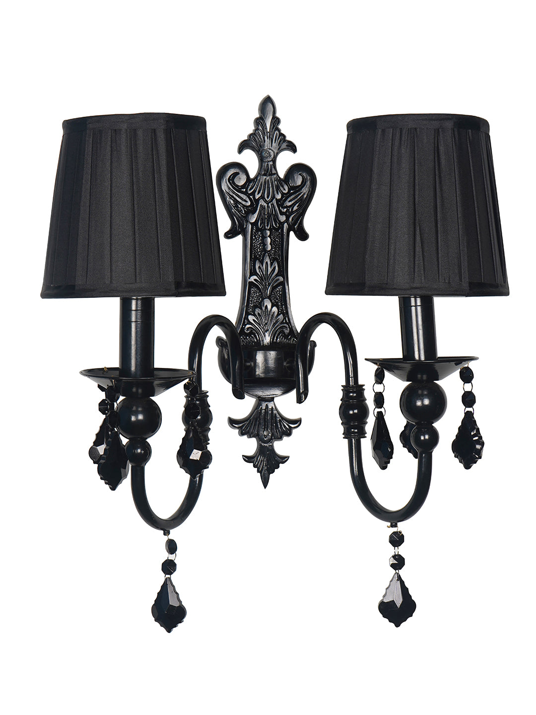 Black Fabric Mild Steel 2-Light Wall Sconce – 50.8 cm