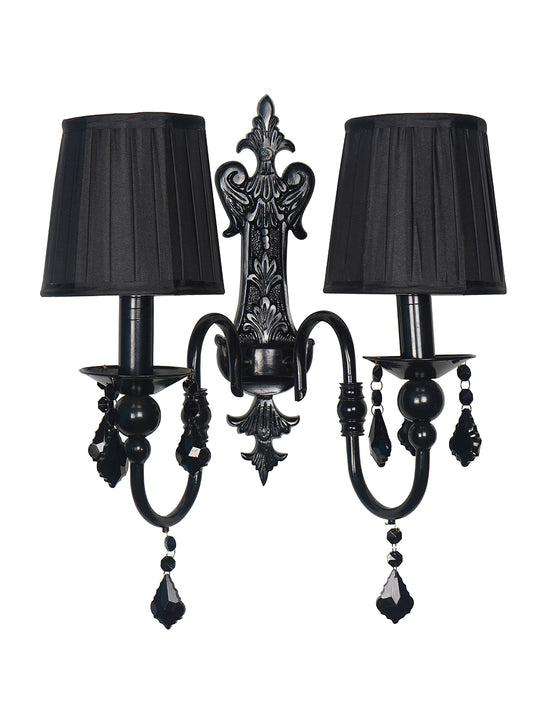 Black Fabric Mild Steel 2-Light Wall Sconce – 50.8 cm