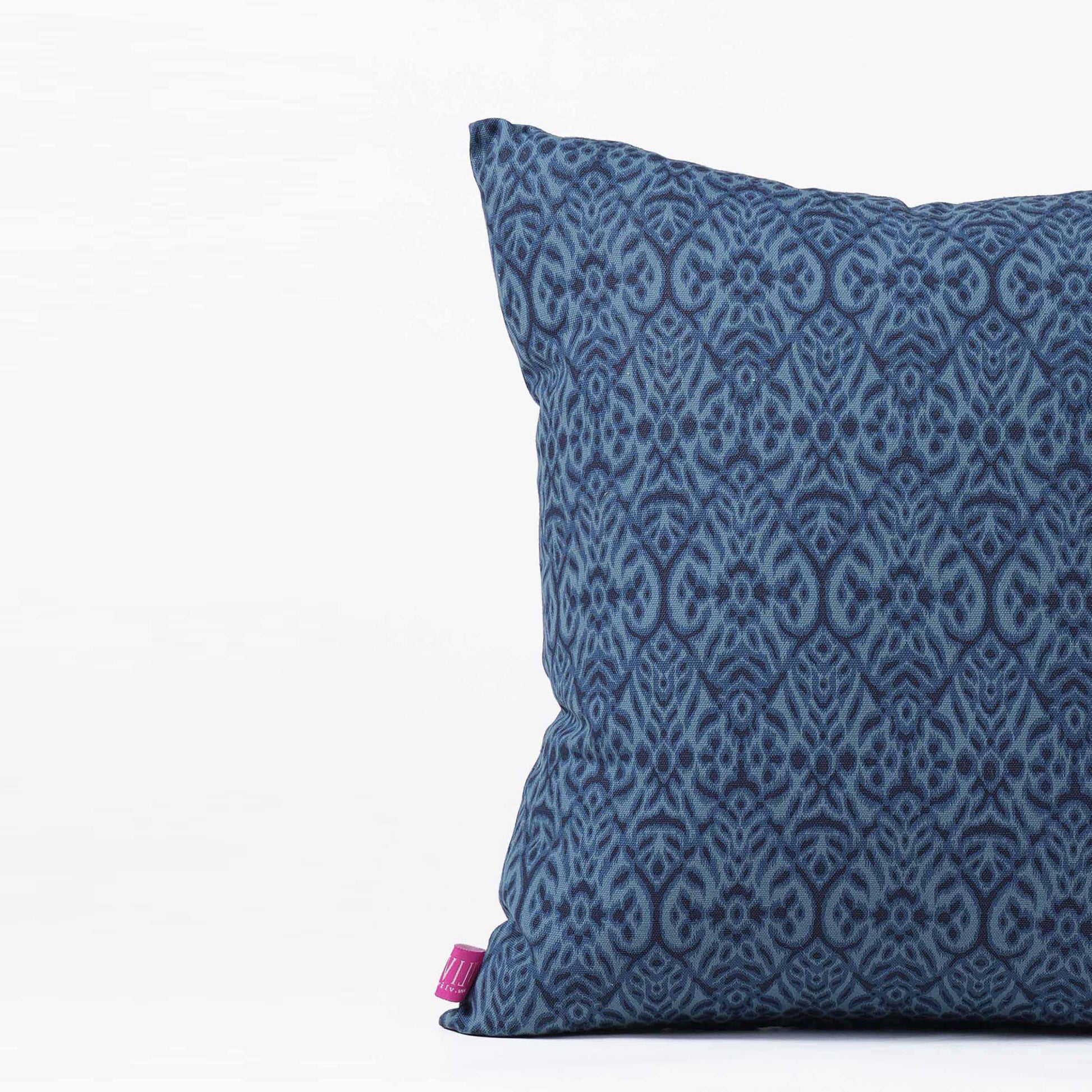 Indigo Ikat Print Reversible Cotton Duck Pillow Cover – 3 Sizes