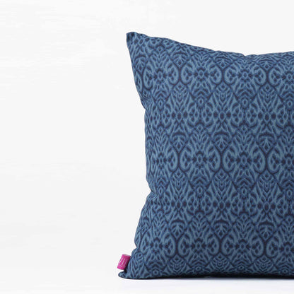 Indigo Ikat Print Reversible Cotton Duck Pillow Cover – 3 Sizes