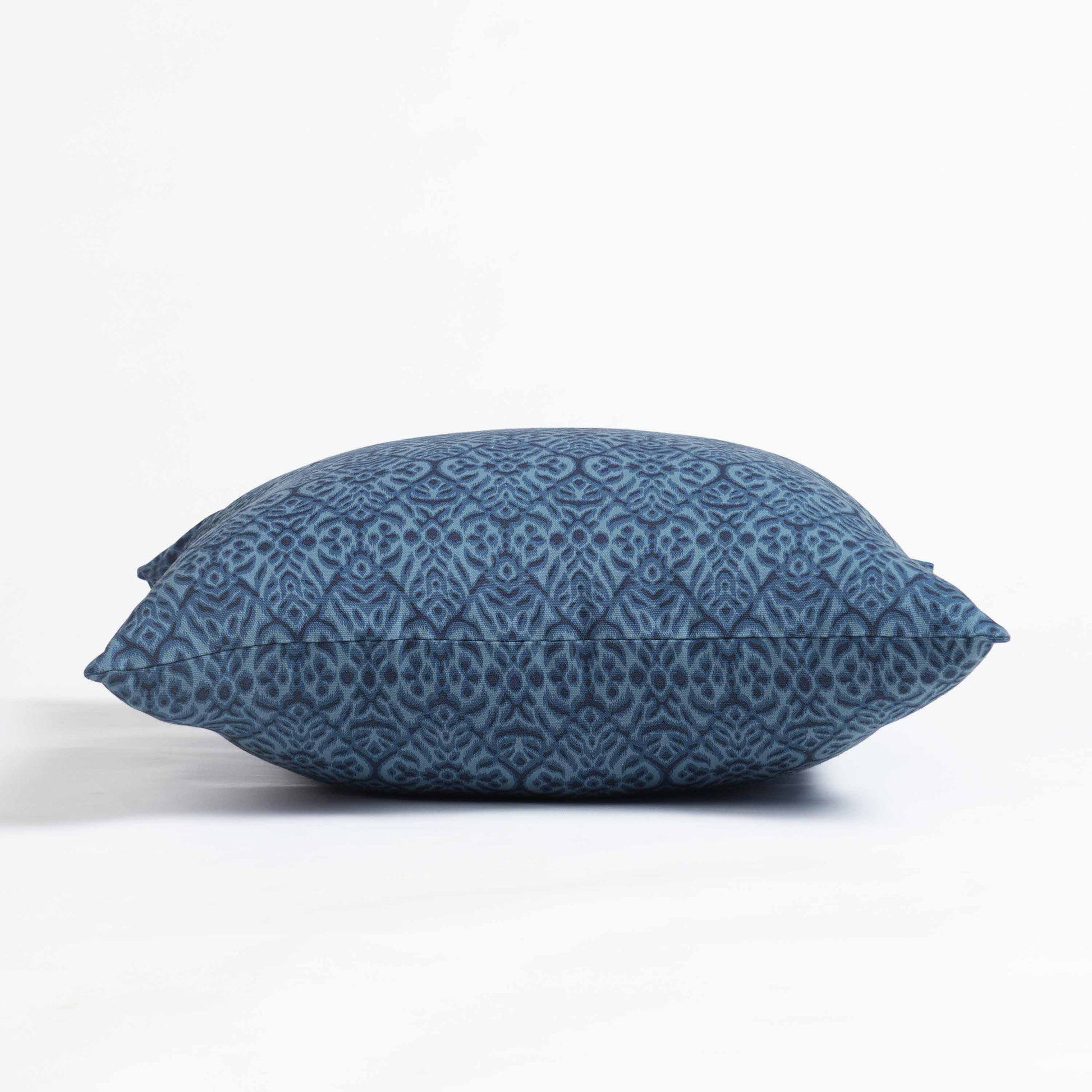Indigo Ikat Print Reversible Cotton Duck Pillow Cover – 3 Sizes