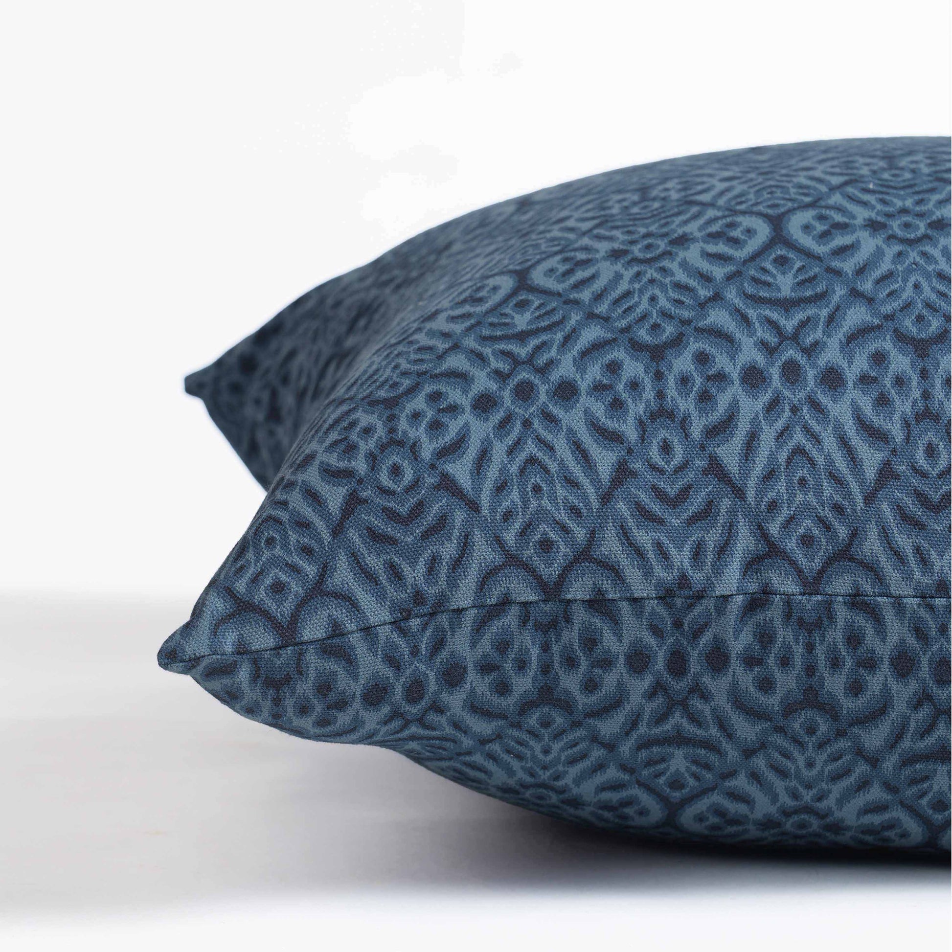 Indigo Ikat Print Reversible Cotton Duck Pillow Cover – 3 Sizes