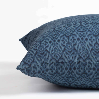 Indigo Ikat Print Reversible Cotton Duck Pillow Cover – 3 Sizes