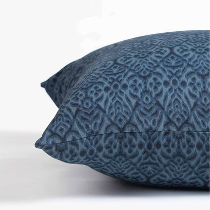Indigo Ikat Print Cotton Duck Pillow Cover – Reversible | Sizes available