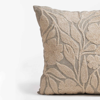 PURE ELEMENTS - Pure Linen Pillow Cover with Scandinavian Floral Aari Embroidery – 18x18