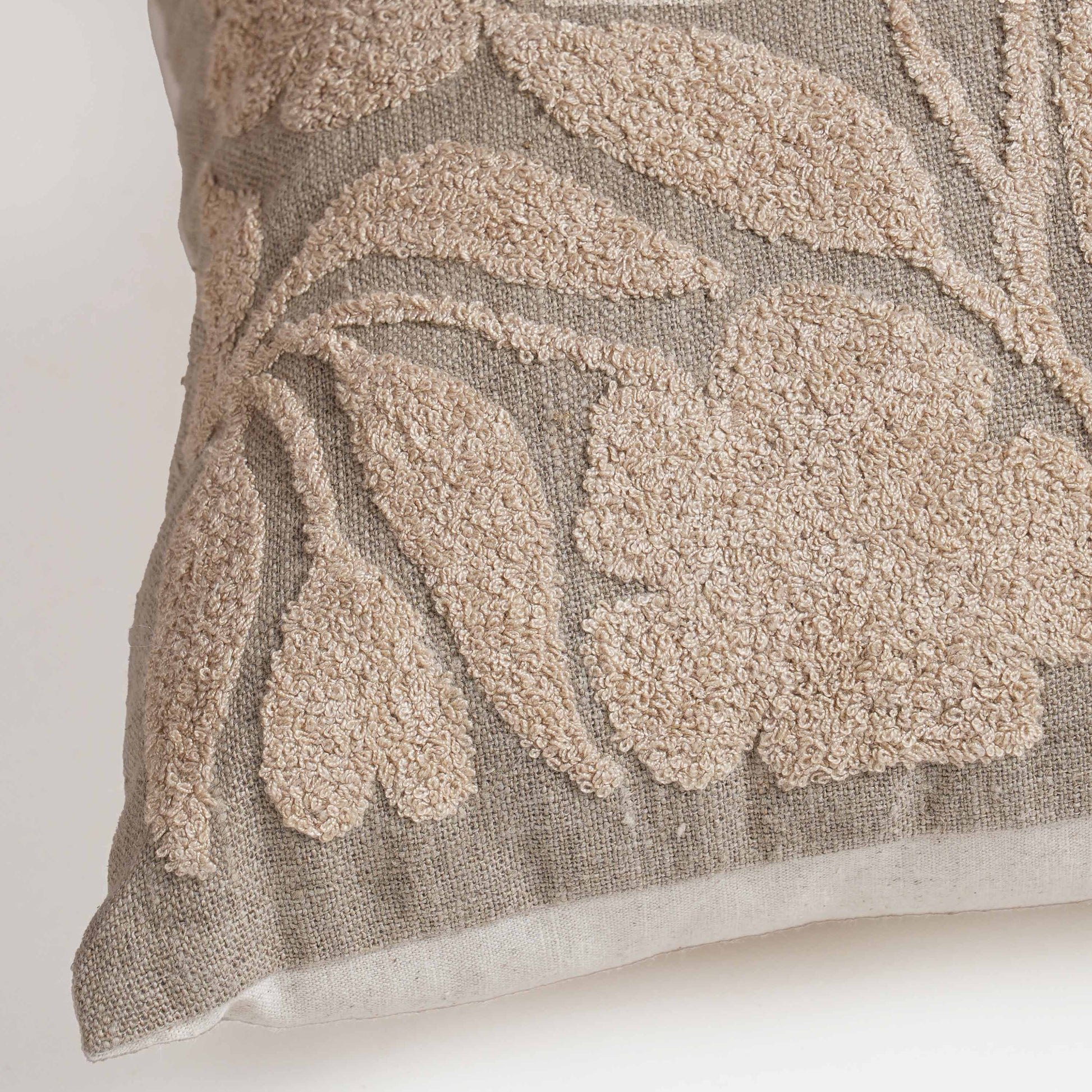 Pure Elements Linen Pillow Cover with Scandinavian Floral Embroidery