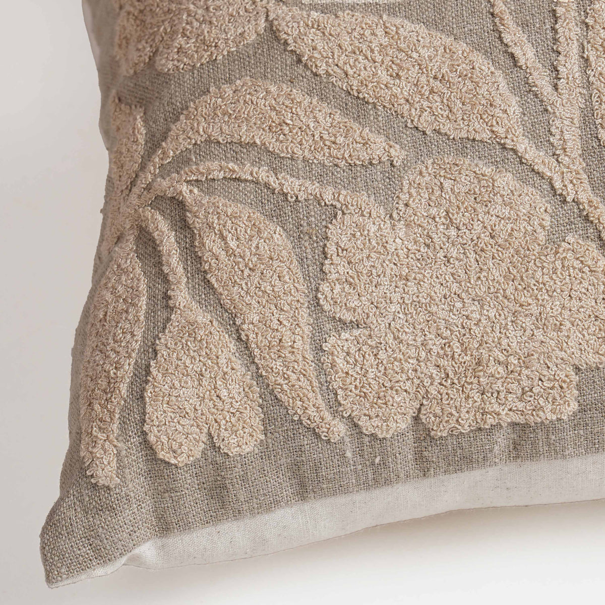 PURE ELEMENTS - Pure Linen Pillow Cover with Scandinavian Floral Aari Embroidery – 18x18