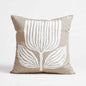 PURE ELEMENTS -Pure Linen Pillow Cover with White Aari Embroidery – Scandinavian Floral | 18x18 inches