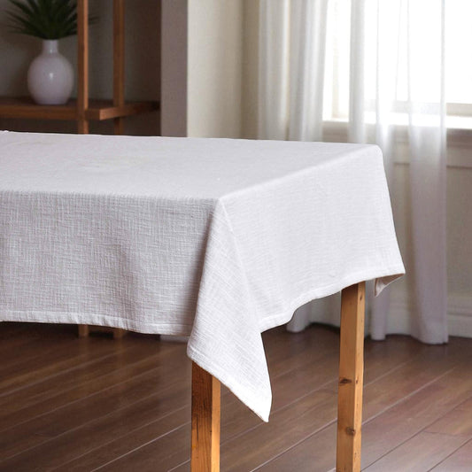 Pure Elements Premium Slub Cotton White Table Cloth – Textured Finish