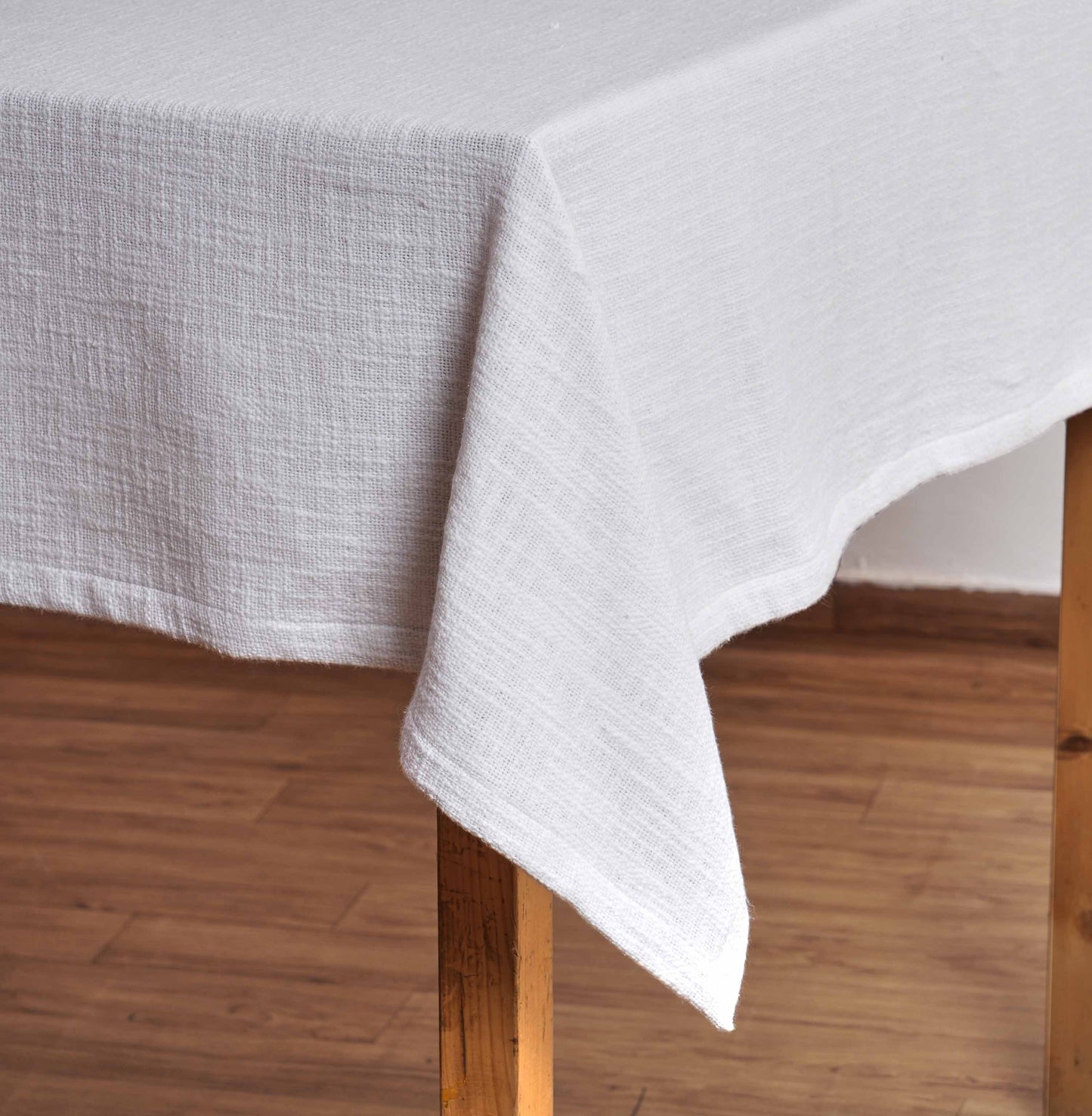 Pure Elements Premium Slub Cotton White Table Cloth – Textured Finish