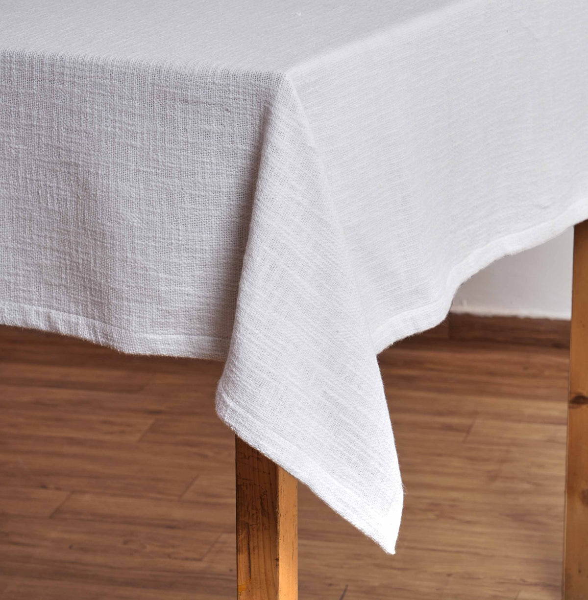PURE ELEMENTS - Pure Slub Cotton White Table Cloth – Textured Finish | 2 Sizes