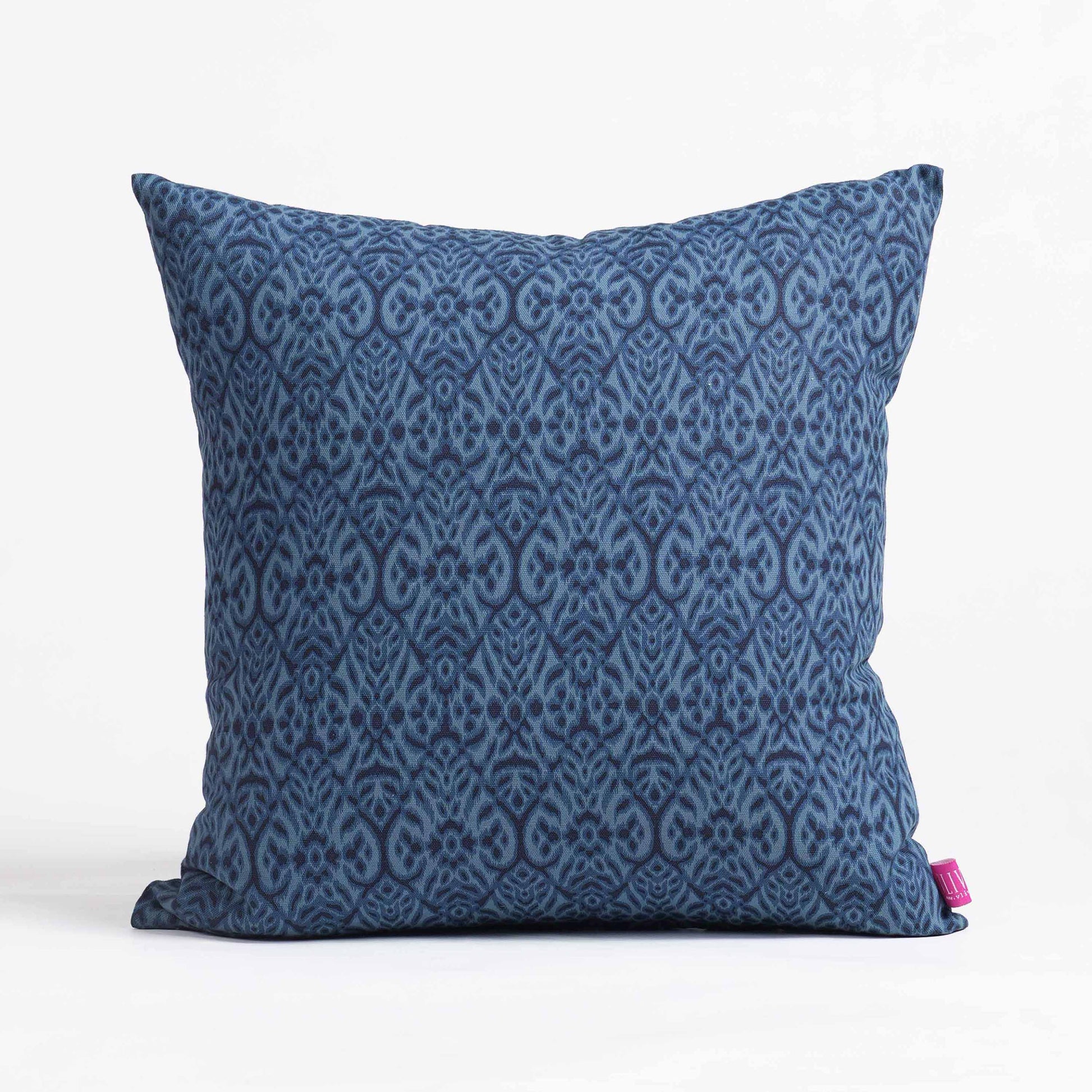 Indigo Ikat Print Reversible Cotton Duck Pillow Cover – 3 Sizes