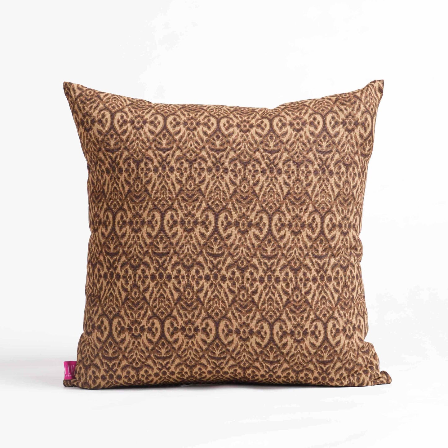 Beige Ikat Print Reversible Cotton Duck Pillow Cover