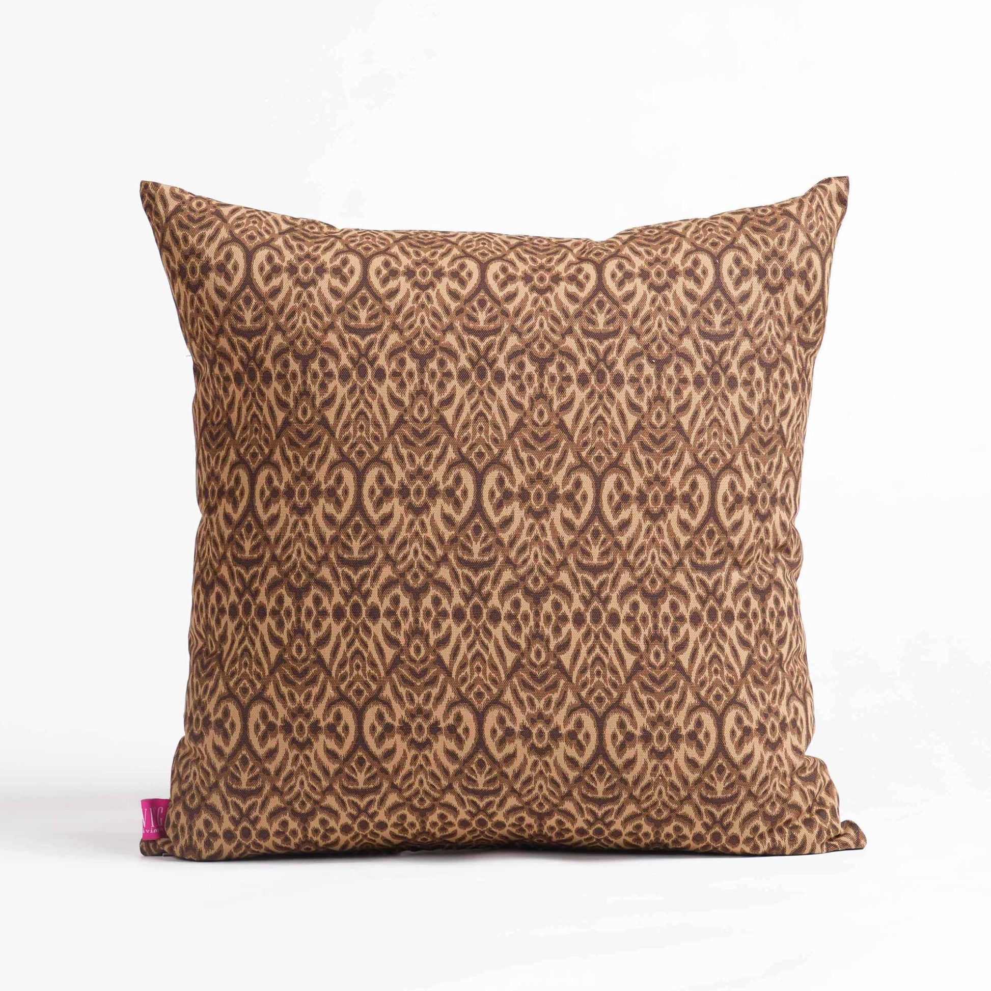 Beige Ikat Print Reversible Cotton Duck Pillow Cover