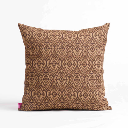Beige Ikat Print Reversible Cotton Duck Pillow Cover