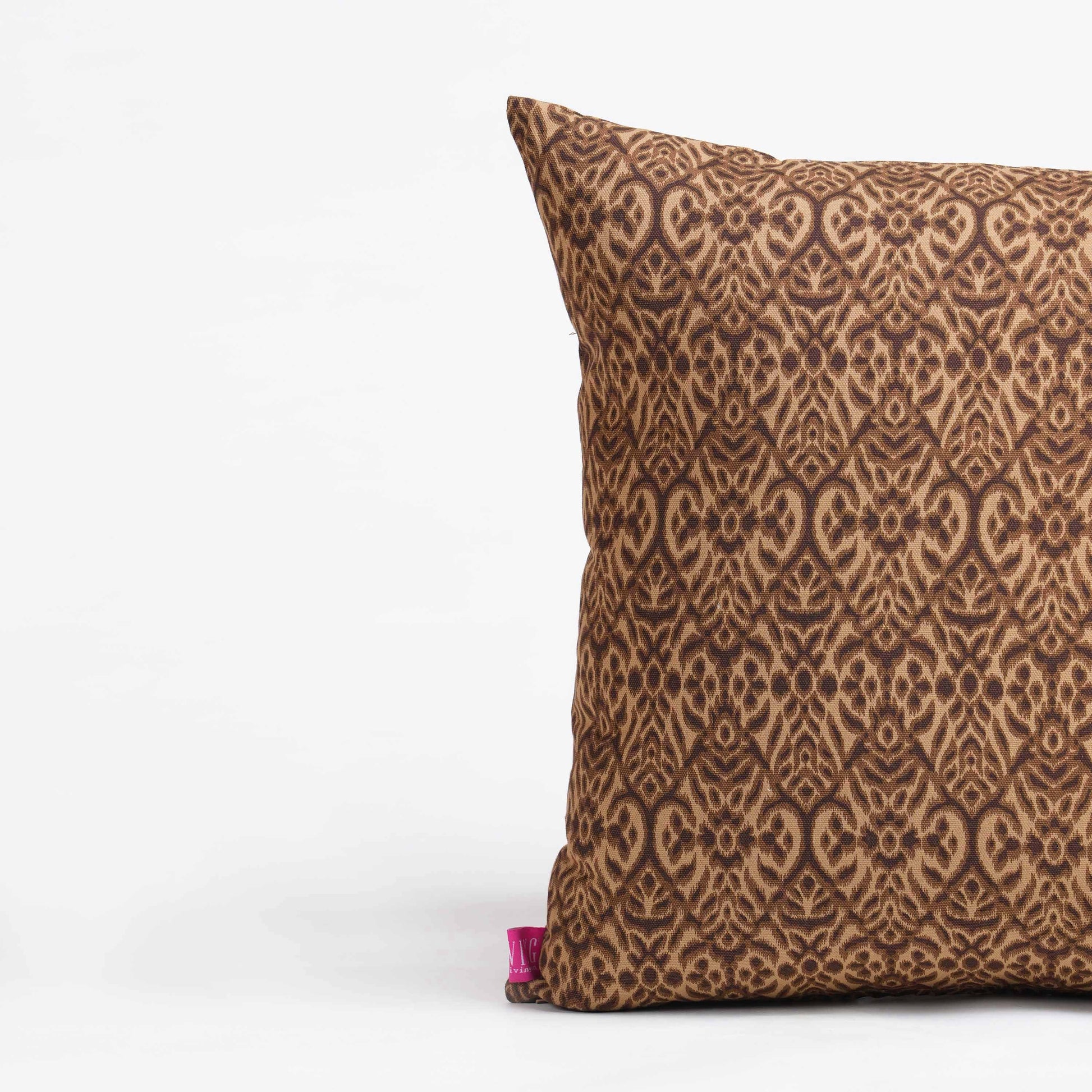 Beige Ikat Print Reversible Cotton Duck Pillow Cover