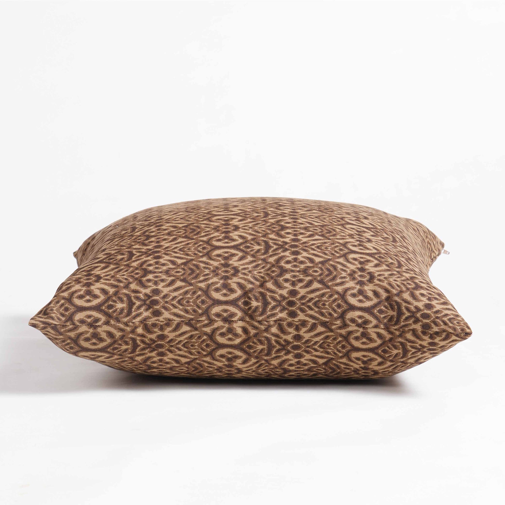 Beige Ikat Print Reversible Cotton Duck Pillow Cover