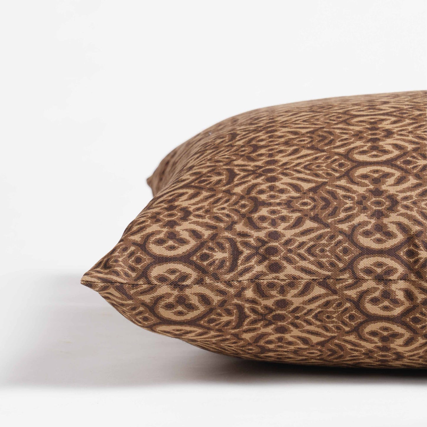 Beige Ikat Print Reversible Cotton Duck Pillow Cover