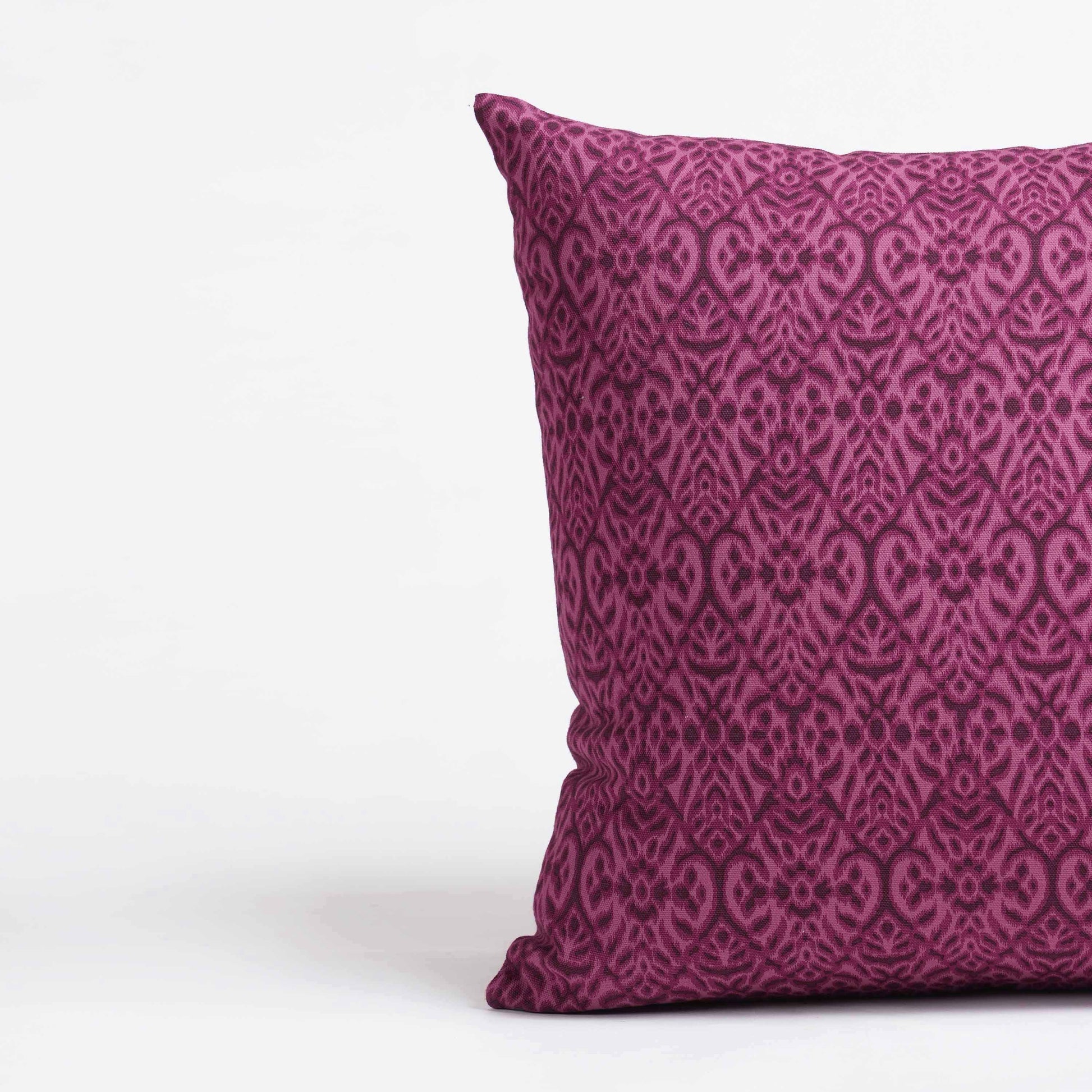 Plum Ikat Reversible Cotton Duck Pillow Cover – Premium Decorative Cushion
