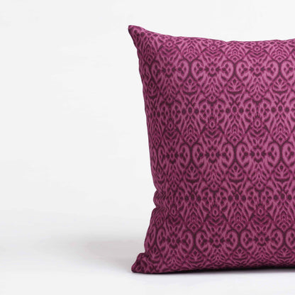 Plum Ikat Reversible Cotton Duck Pillow Cover – Premium Decorative Cushion