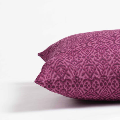 Plum Ikat Print Cotton Duck Pillow Cover – Reversible | Sizes available