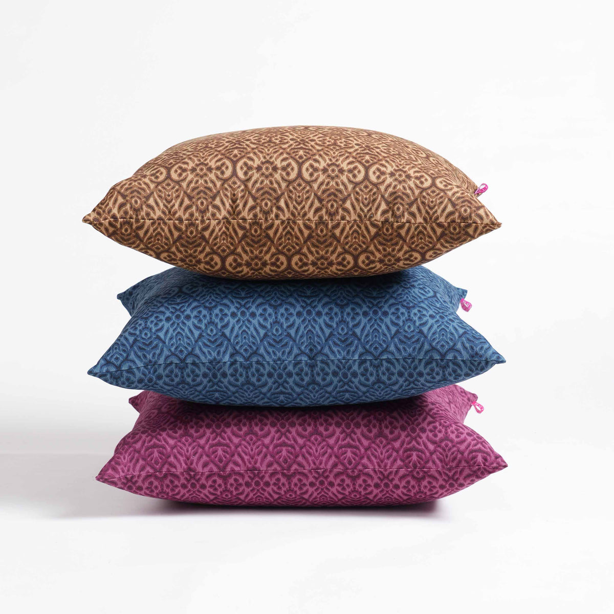 Beige Ikat Print Cotton Duck Pillow Cover – Reversible | Sizes available