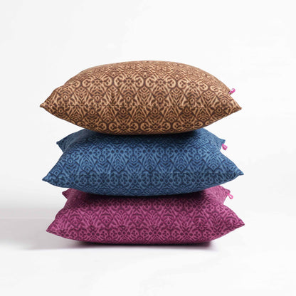 Beige Ikat Print Reversible Cotton Duck Pillow Cover