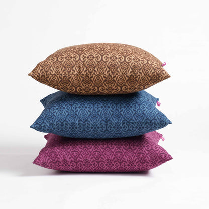 Plum Ikat Print Cotton Duck Pillow Cover – Reversible | Sizes available