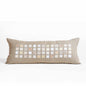 PURE ELEMENTS - Pure Linen Pillow Cover with White Grid Appliqué & Rice Stitch Embroidery | 12X30 inches